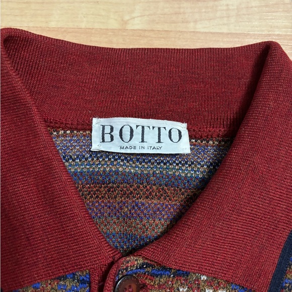 Vintage Botto Italy Pattern Knot Collared Sweater - Picture 2 of 2